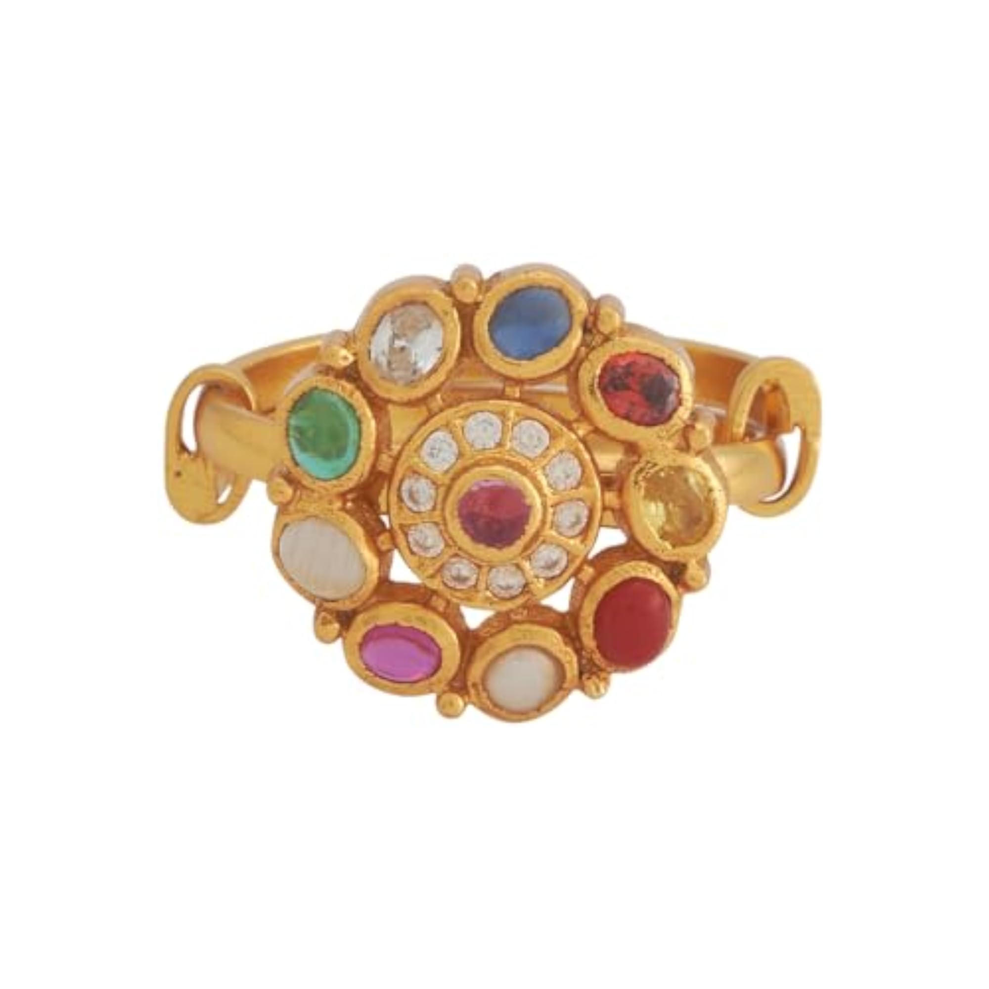 KUSHAL'S 92.5 Silver Temple Adjustable Finger Ring, Festive